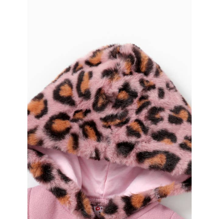 PatPat - Wholesale Coat - Baby - Baby Red Long-sleeve Button Leopard Hooded Wool Blend Coat17