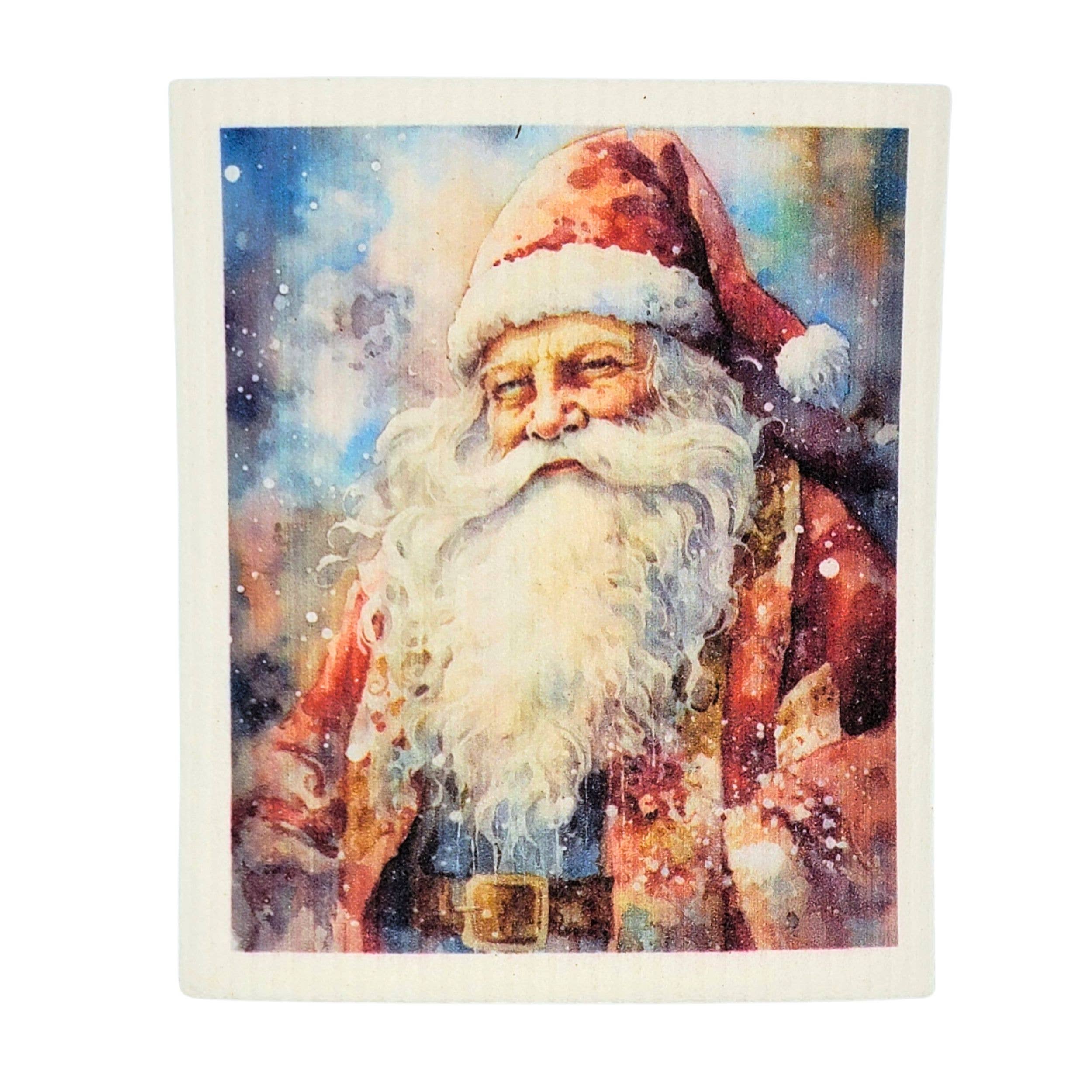 Driftless Studios - Wholesale Dishcloth - Vintage Santa Claus Swedish Dishcloth - Christmas Decor