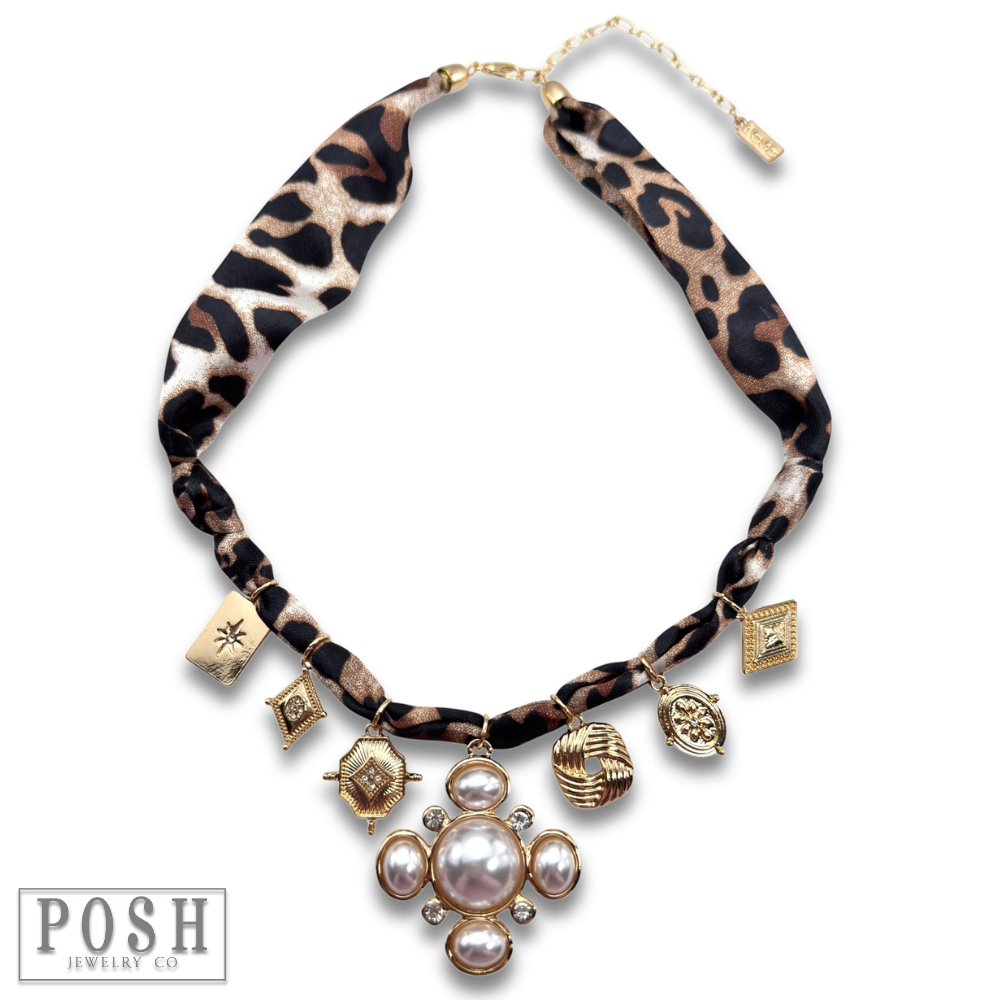 Pink Panache Brands - Wholesale Pendant/Charm Necklace - Leopard print scarf charm necklace7