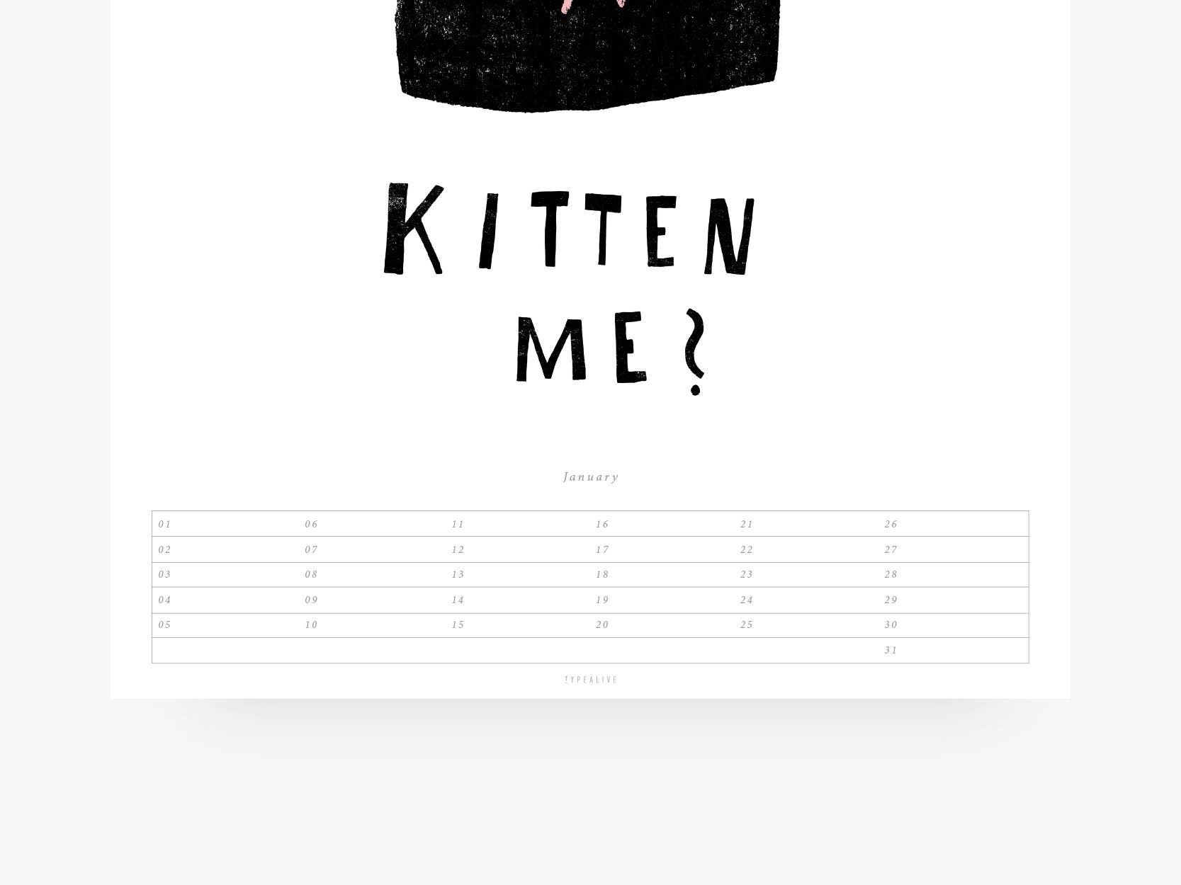 typealive – wholesale Calendar – wall calendar/ Catisfaction3