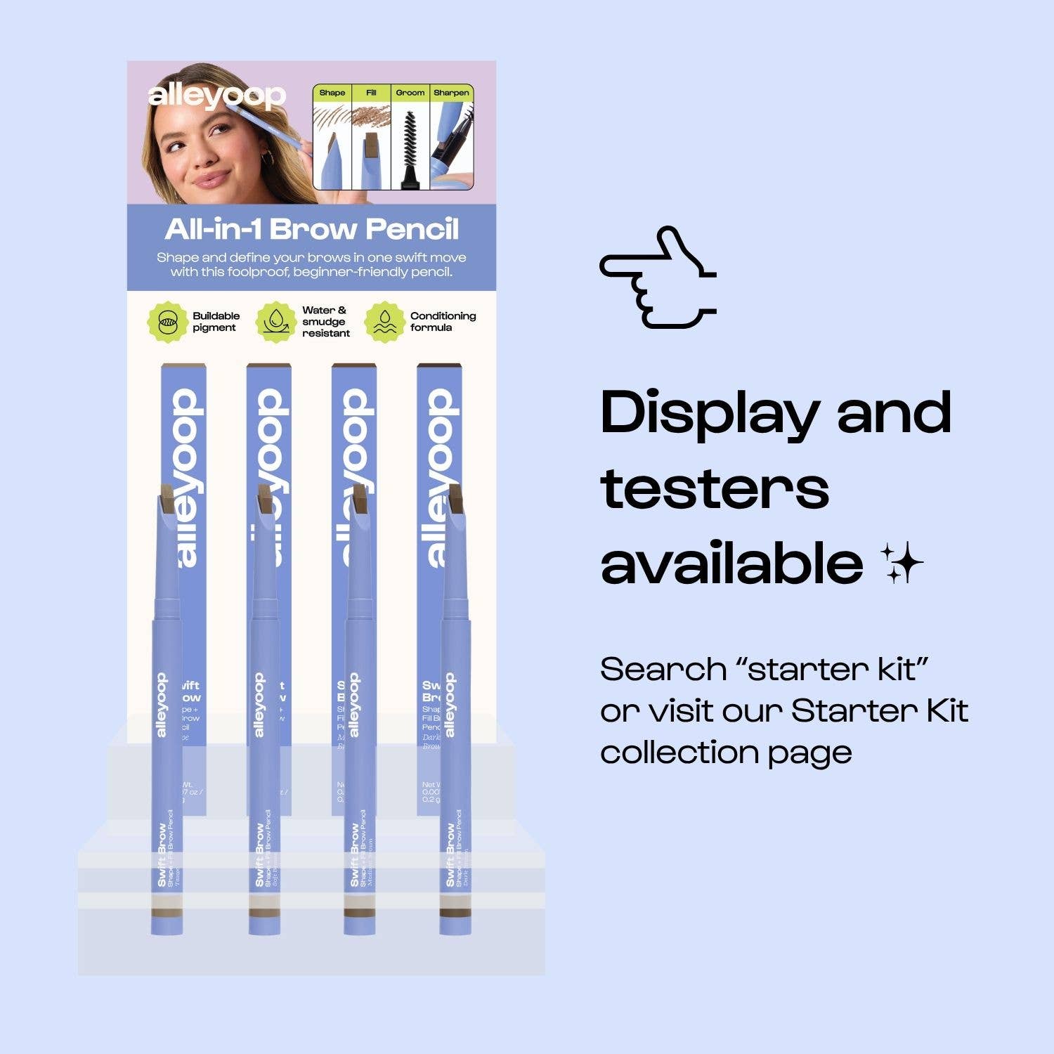 Alleyoop Makeup | Clean Beauty & Wellness - Wholesale Eyebrow Pencil/Filler - Swift Brow Shape + Fill Brow Pencil- Dark Brown1