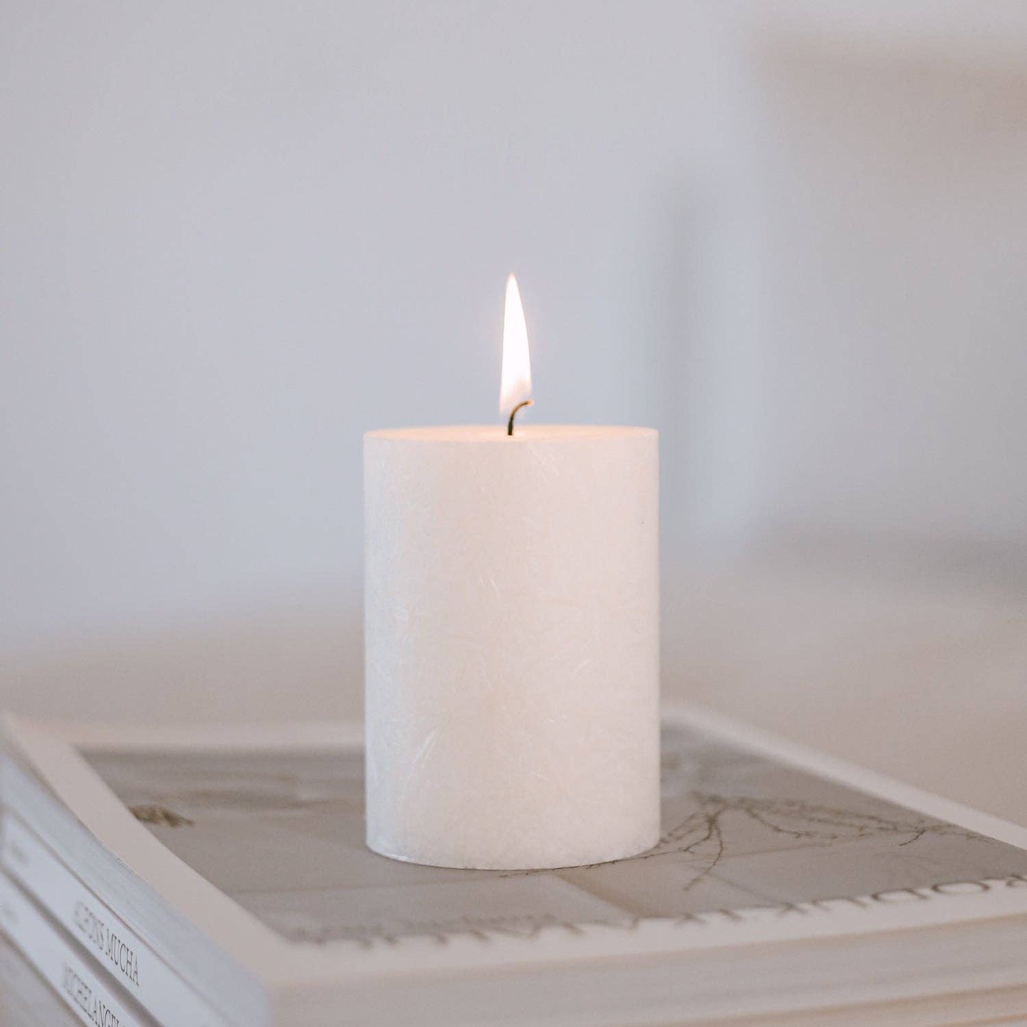 Eulenschnitt - Wholesale Pillar Candle - Olive block candle 70x100 white (VE = 6 pcs)1