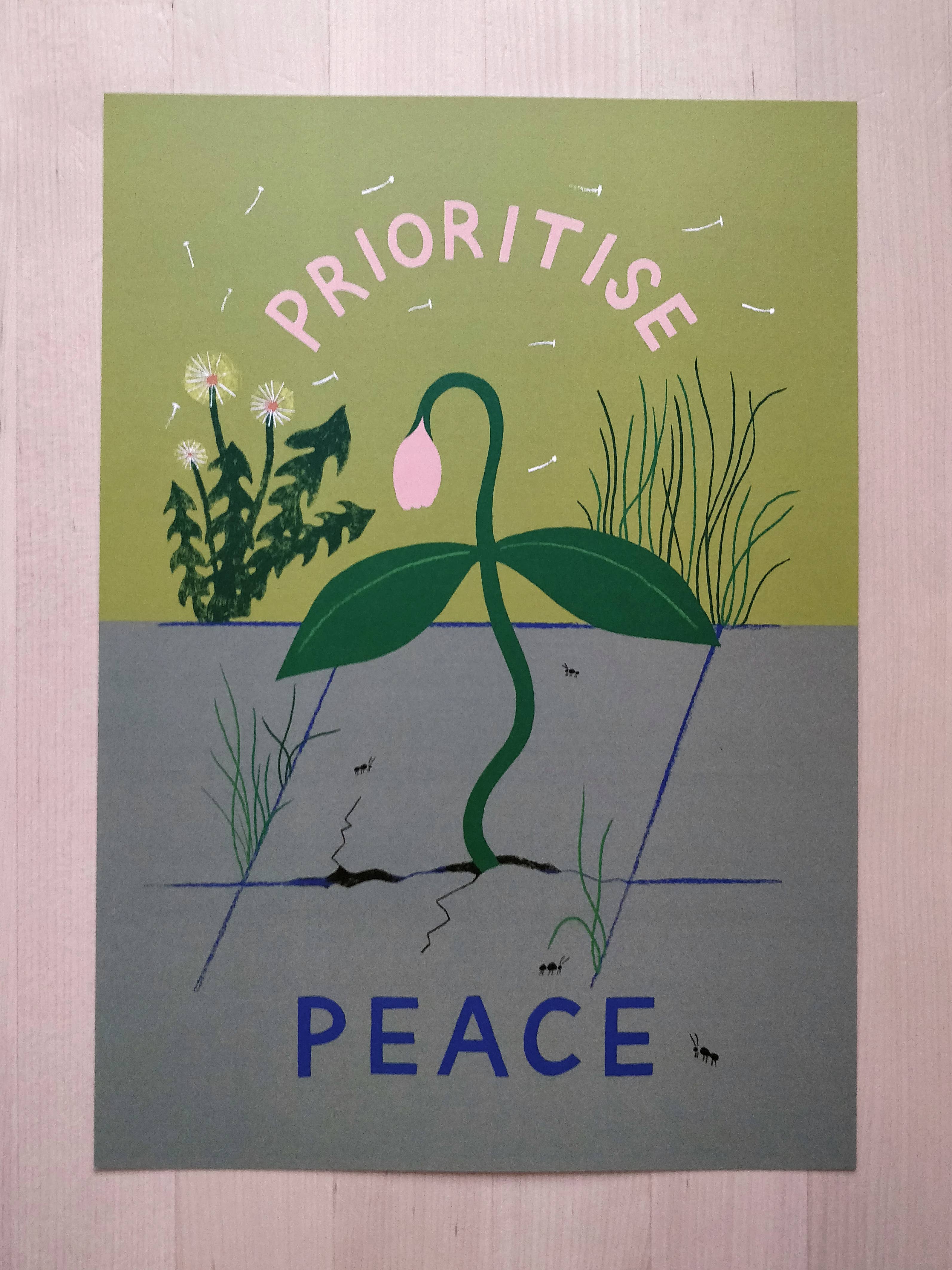Lucy Scott Illustration - Wholesale Art Print - Prioritise Peace Print, Mindful Wellbeing Wall Art1