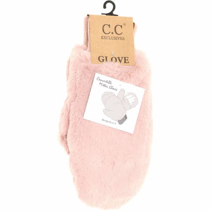 C.C Beanie - Wholesale Mittens - Women's - Fuzzy Lined Fur Women's Convertible Mittens