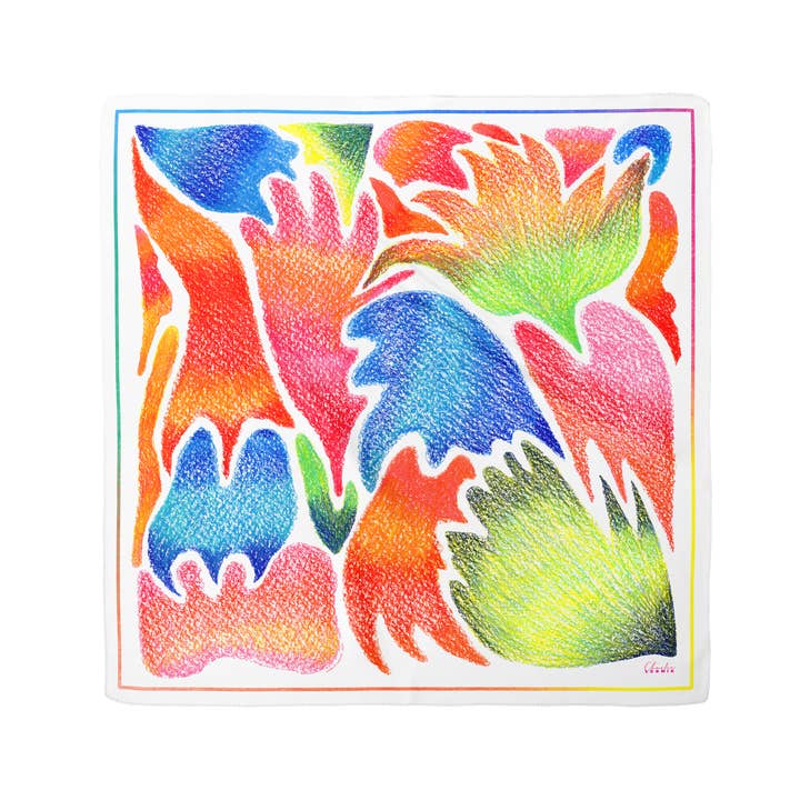 Seidenschal JOIE · 90x90 cm | Weiß, Rosa, Grün für den Großhandel von Charlie Loonie