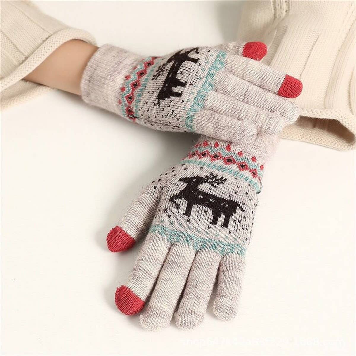 NINEXIS - Wholesale Gloves - Unisex - CWAG00574_UNISEX WINTER REINDEER OUTDOOR WARM GLOVES3