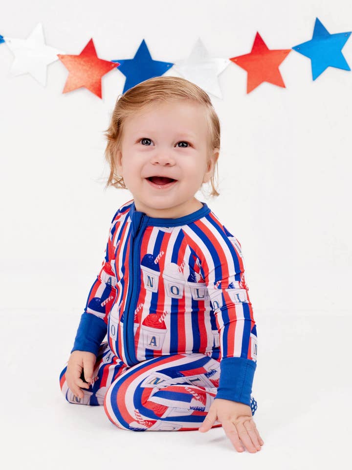 Red, White, and Sno-Balls Bamboo Zip-Up for wholesale by Pearls & Pelicans