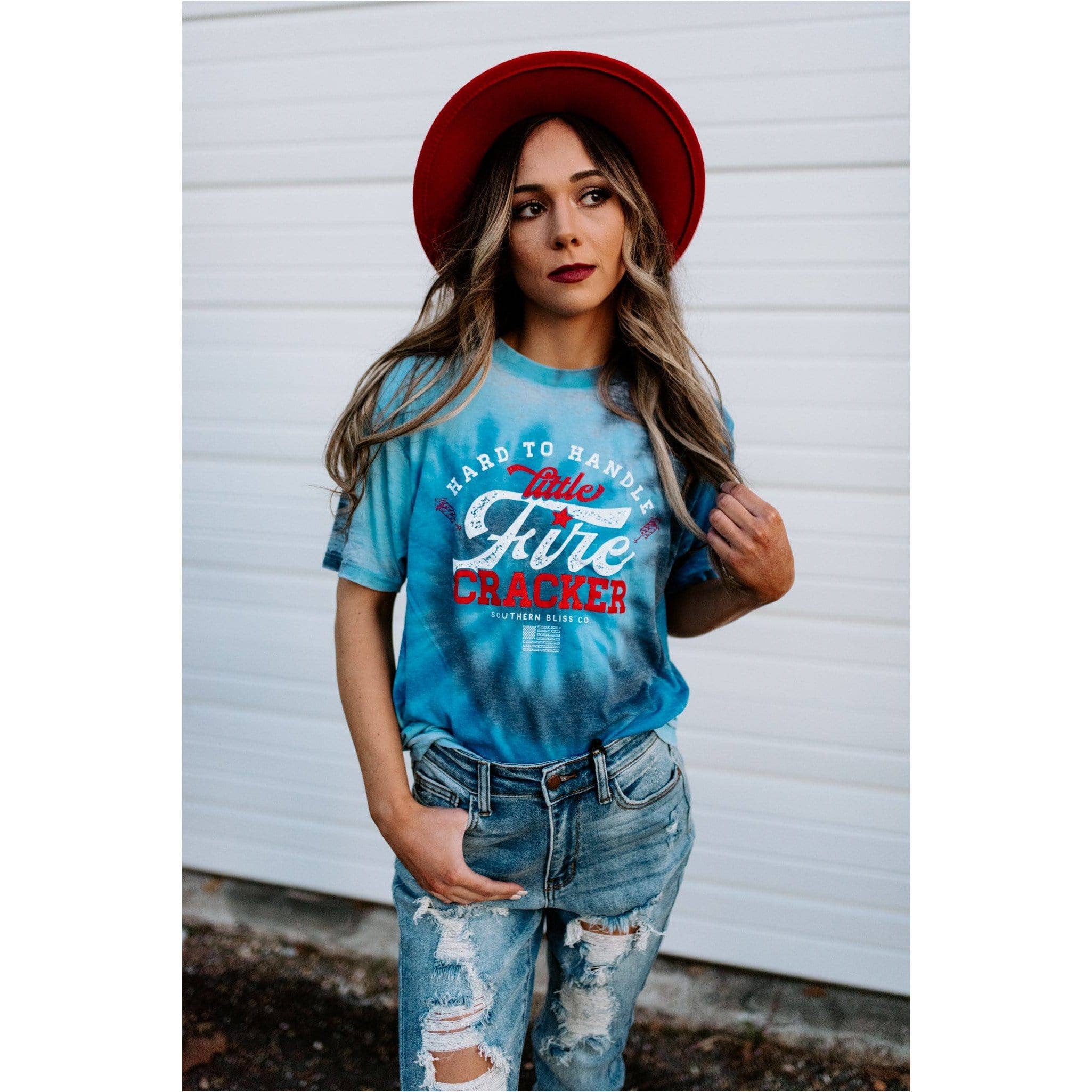 Southern Bliss Co. - Wholesale Screen printed t-shirt – Women′s - Firecracker Spiral Burnout3