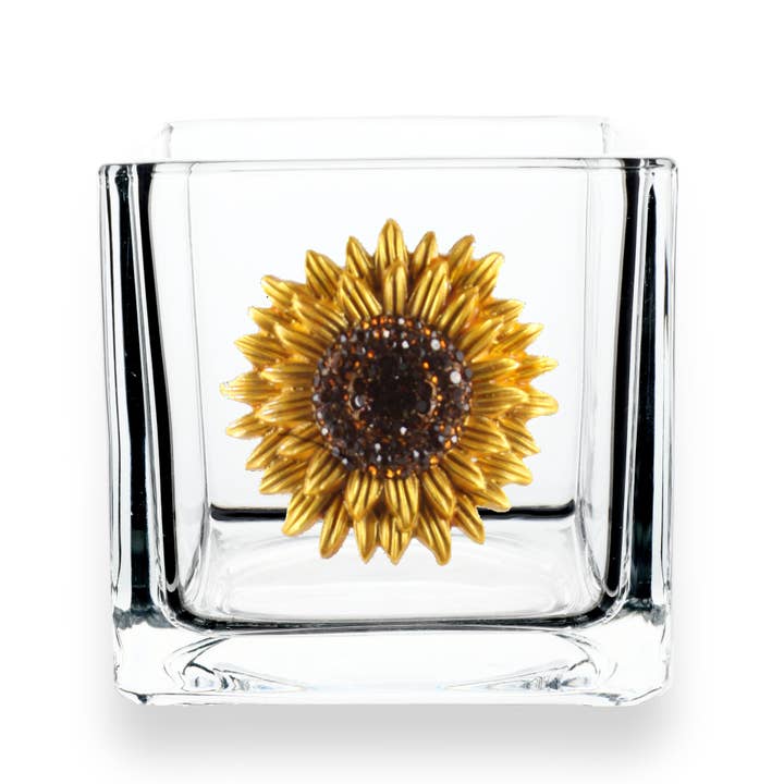 The Queens' Jewels® – wholesale Candle holder – Sunflower Jeweled 4x4 Candle Holder Vase