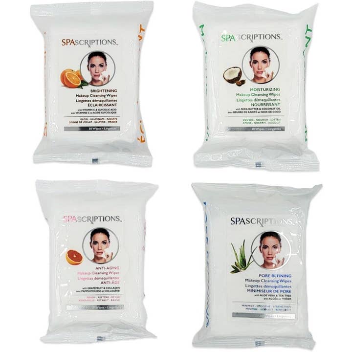 Innovarix - Wholesale Face & Body Wipes - Spascriptions Makeup Cleansing Wipes - Variety Pack