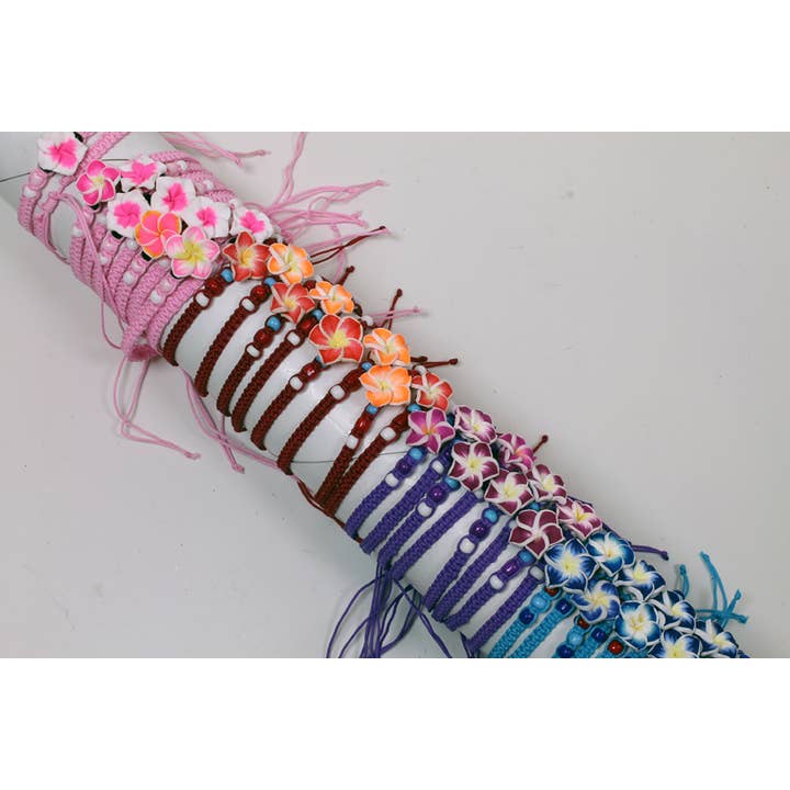 Western Counties Wholesale – wholesale Woven/braided bracelet – Tube Of Fimo Flower & Coloured Beads Wristbands2