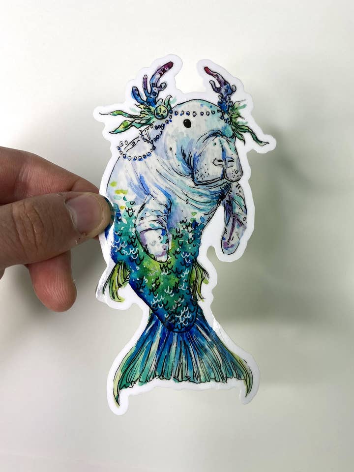 Aquabun - Wholesale Sticker - Manatee Mermaid Sticker0
