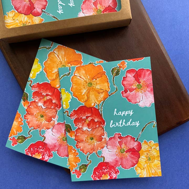 papierwinkel - Wholesale Birthday Card - Floral Happy Birthday Card | Floral Birthday Card Packs
5