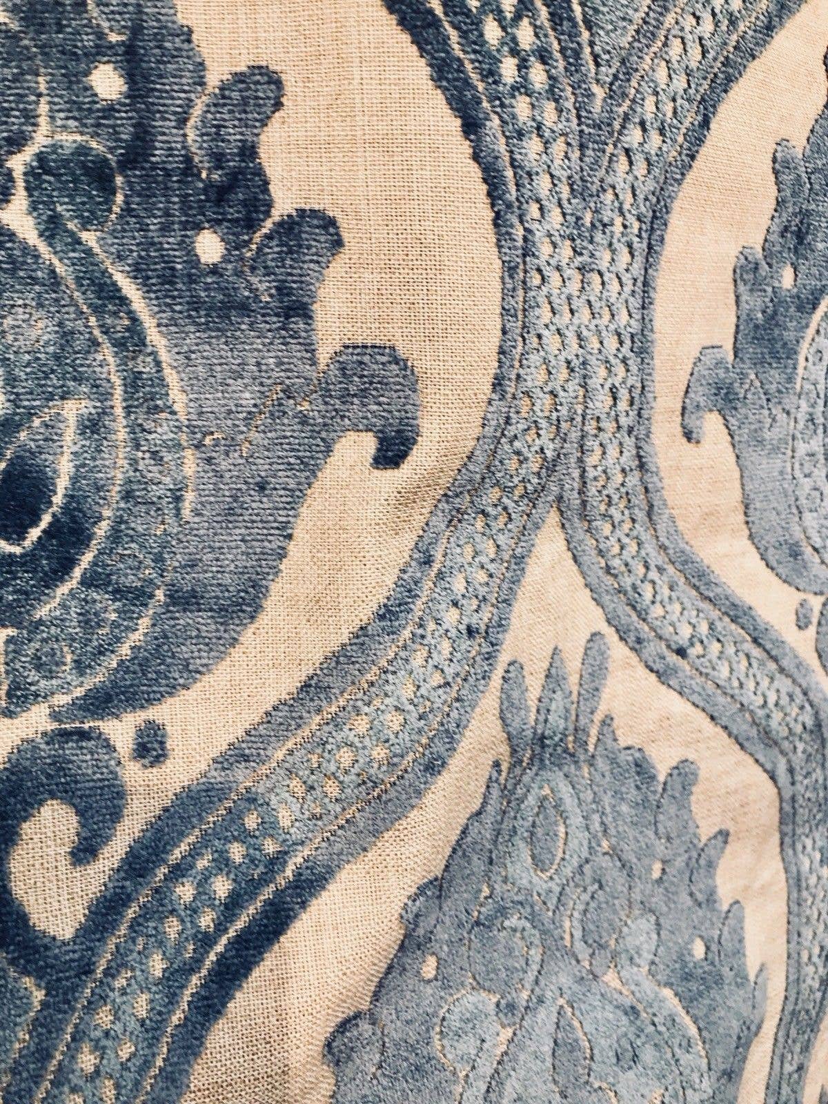 Fancy Styles Fabric - Wholesale Fabric - NEW Dophin Jean Designer Italian Burnout Damask Chenille Velvet On Linen Fabric Upholstery2