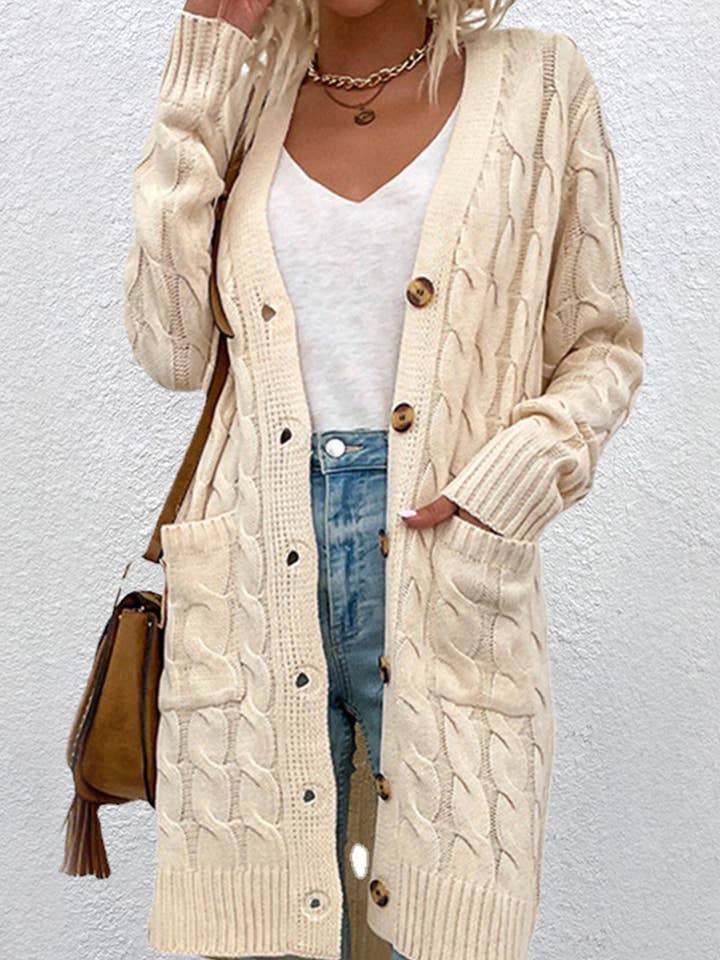 NINEXIS - Vente Cardigan – femme - Pull long à col rond à col rond CWOCAL3566