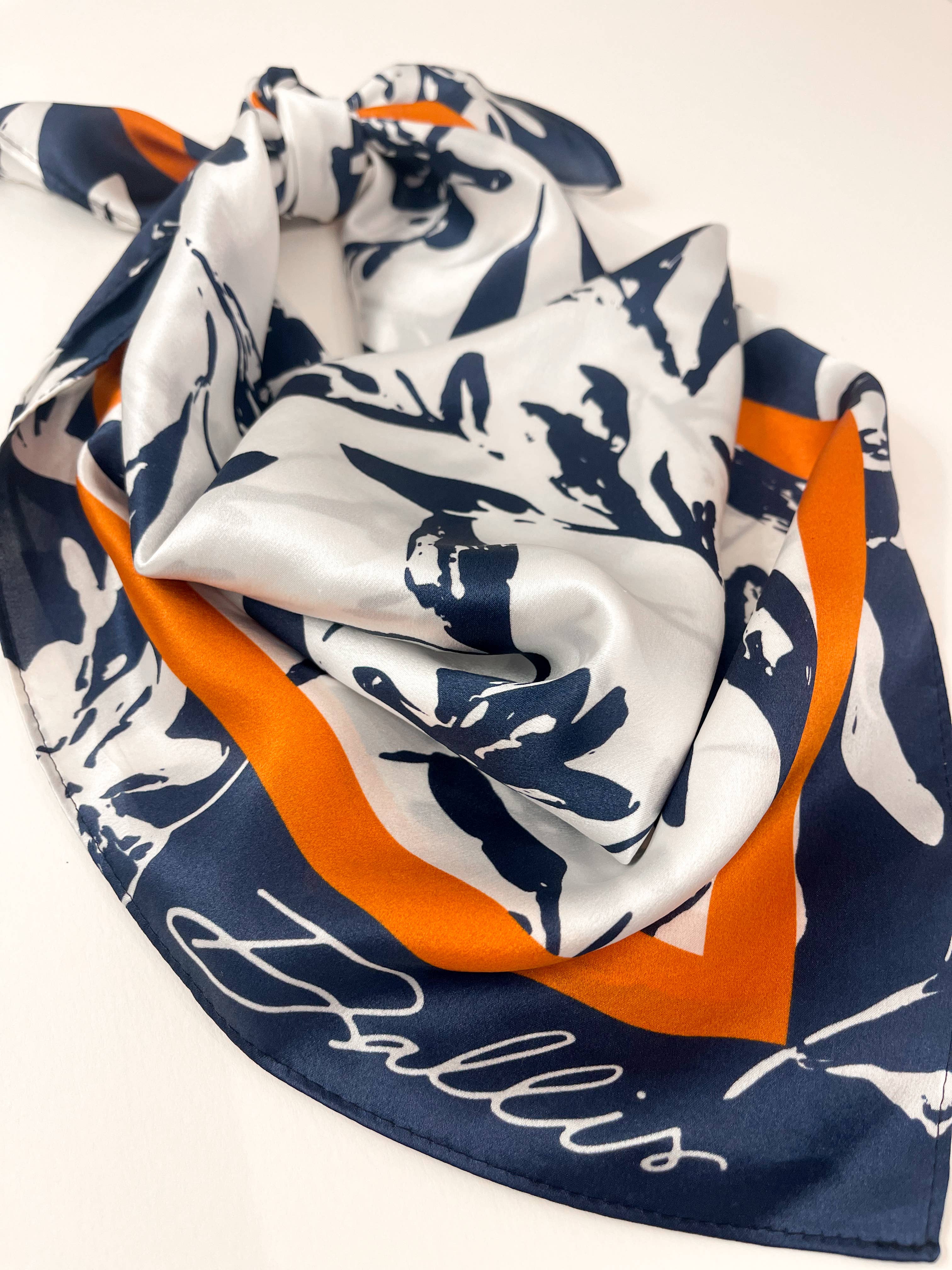 Dallis Foshee Art & Design, LLC - Wholesale Scarf - Women's - Navy + Orange Gameday Scarf3