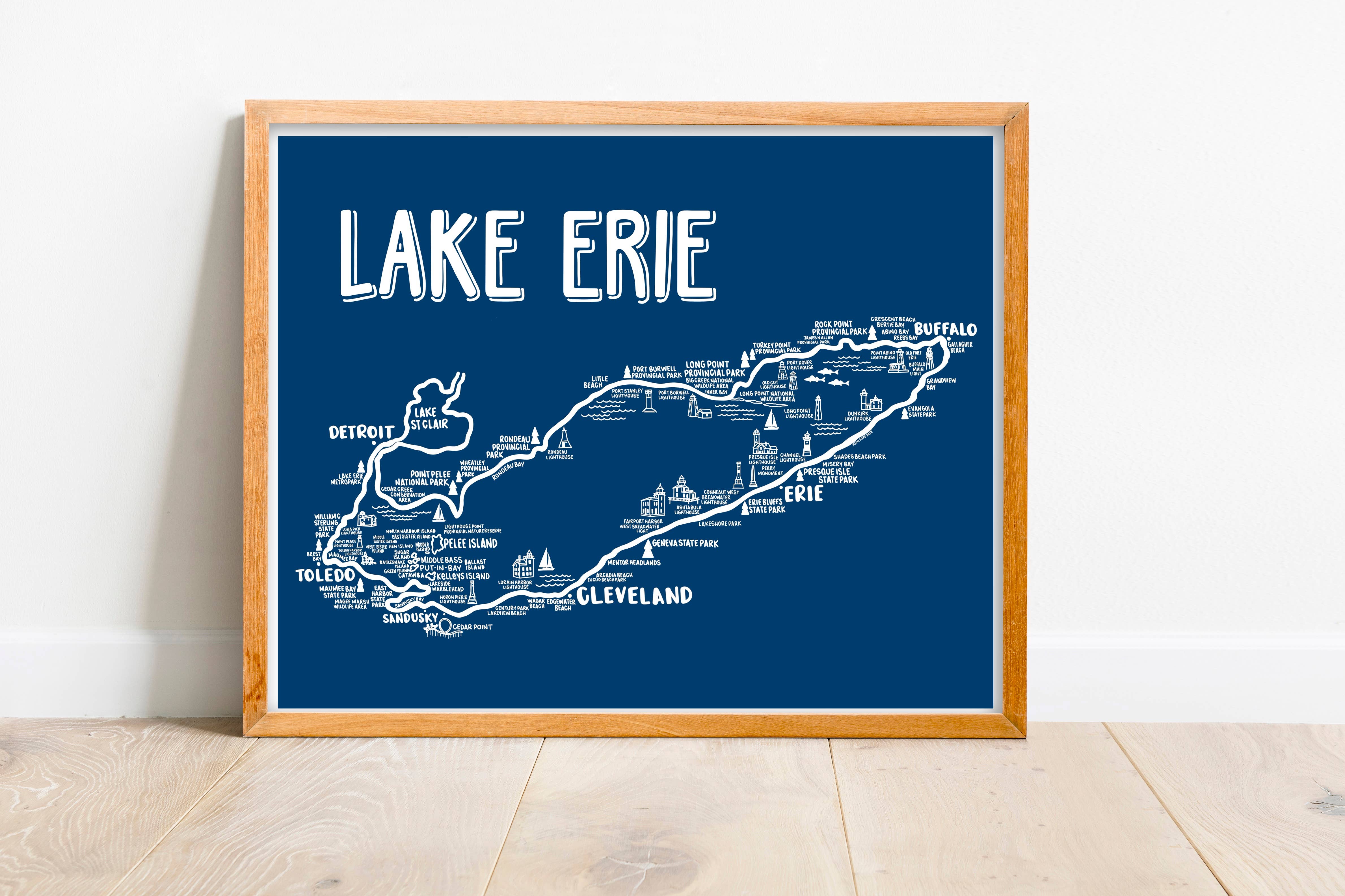 Whereabouts Shop - Wholesale Art Print - Lake Erie Map Blue Art Print3