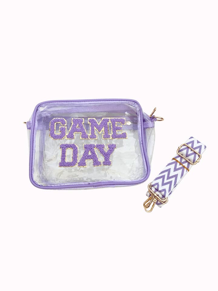 Sac à main violet pour jour de match - Sac bandoulière transparent pour la vente par Valois Designs