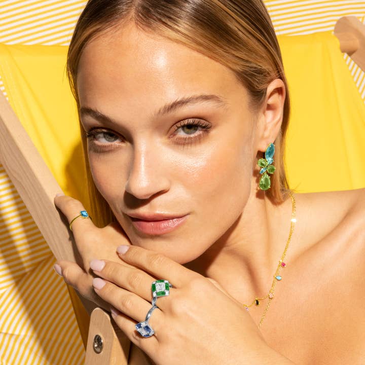 Luxenter - Wholesale Pendant/Charm Necklace - Collar Luxenter de Plata de Ley 925 con Circonita Multicolor acabado en oro amarillo de 18K - Yente2