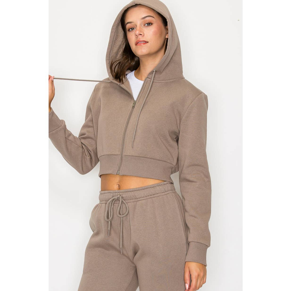 UP CLOTHING - Wholesale Hoodie - Women's - Cropped Fleece Zip Up Hoodie Jacket17