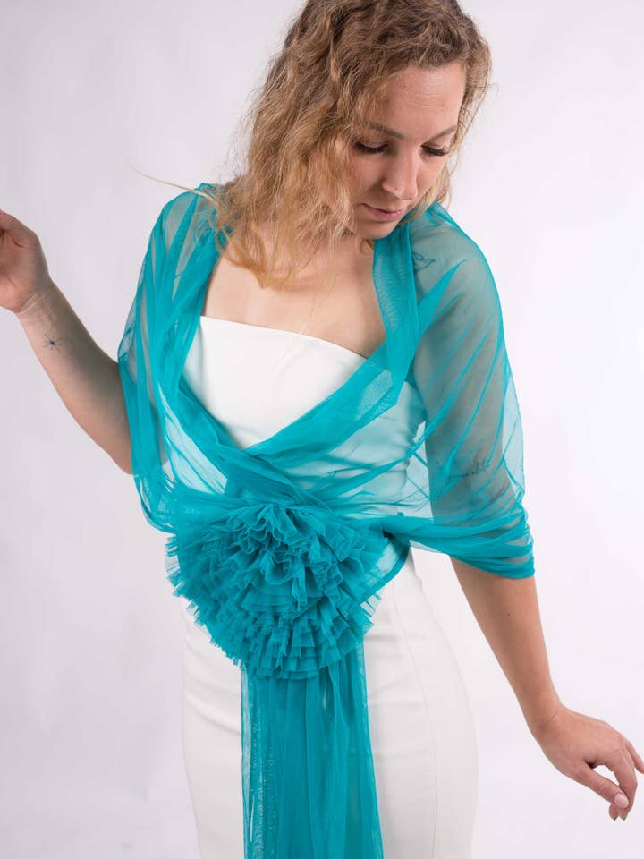 Flower Tulle Shawl for wholesale by MR Complements