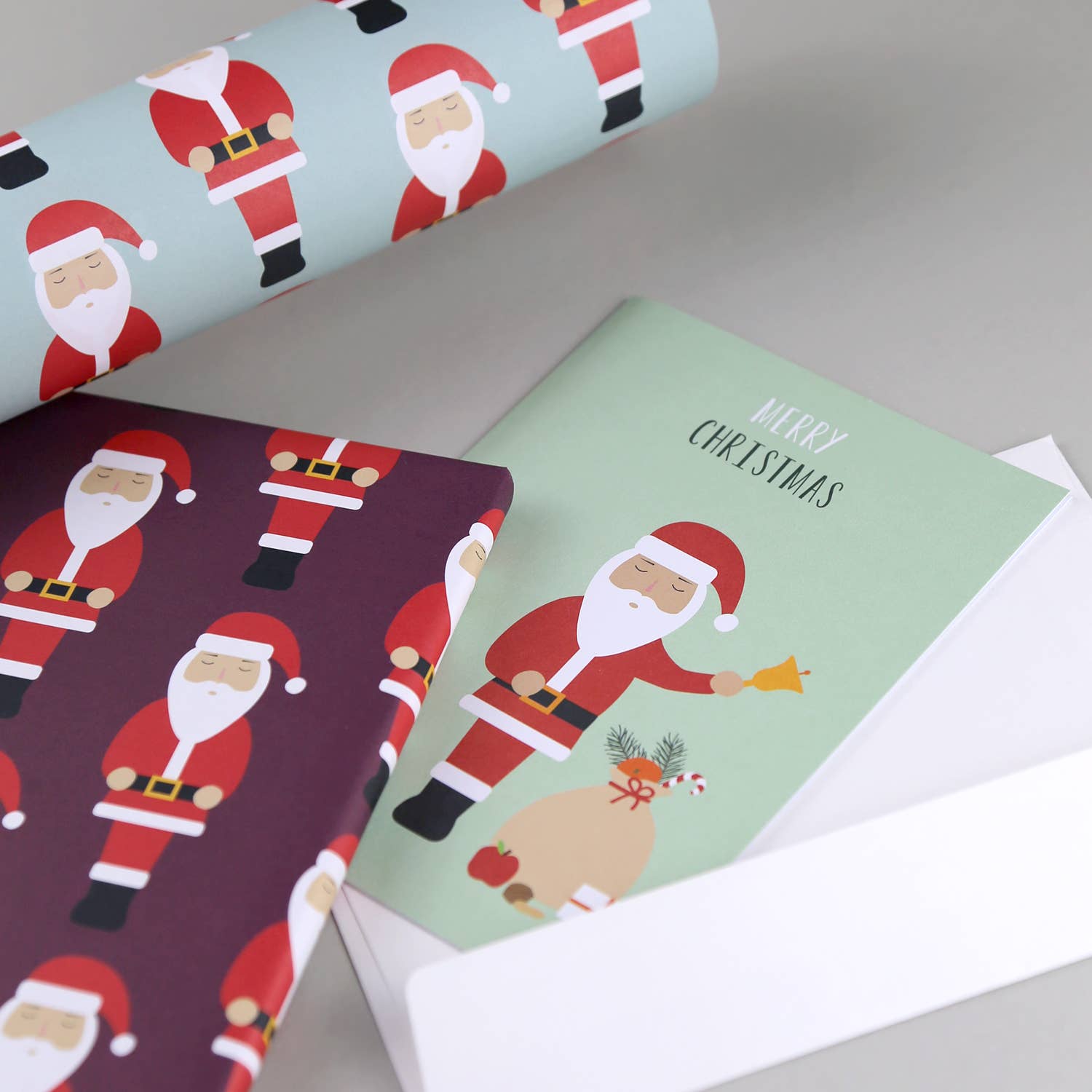 Kunst an Papier - Venta al por mayor Sobre de papel de regalo - Papel de regalo verde con Santa Claus Walter3