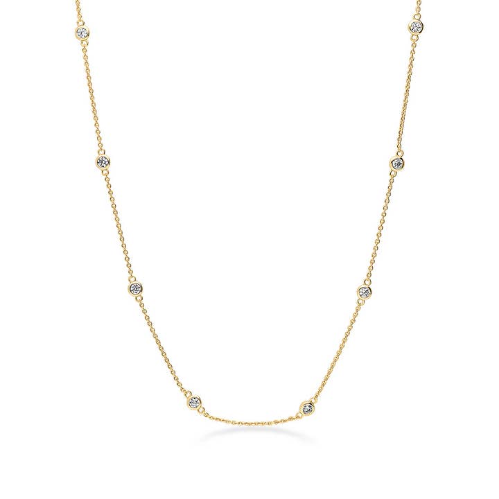 BERRICLE Sterling Silver Station CZ Station Necklace for wholesale by BERRICLE