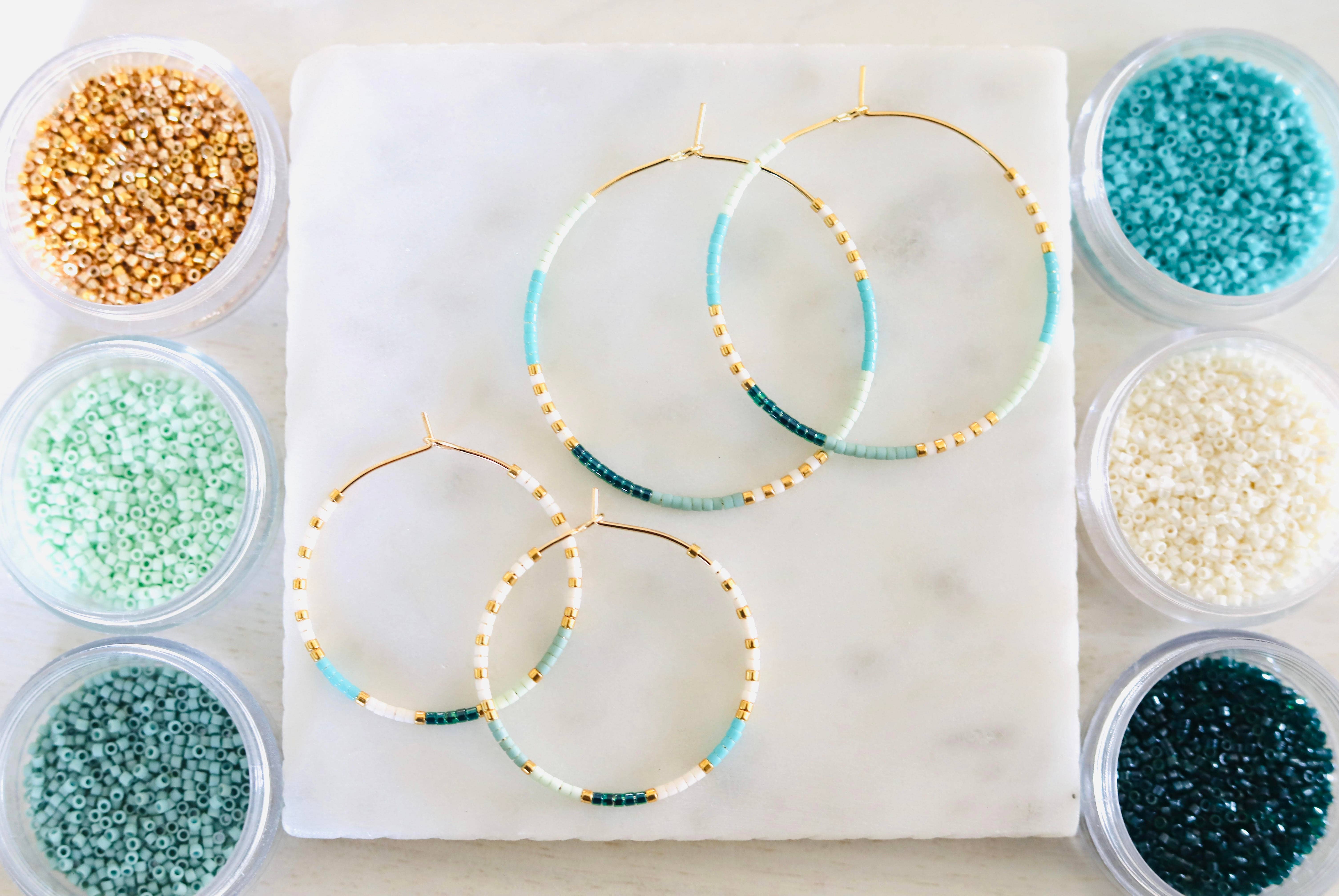 Girls Day Out by Amy Houston - Wholesale Hoop Earrings - Santorini miyuki glass beaded hoop earrings0
