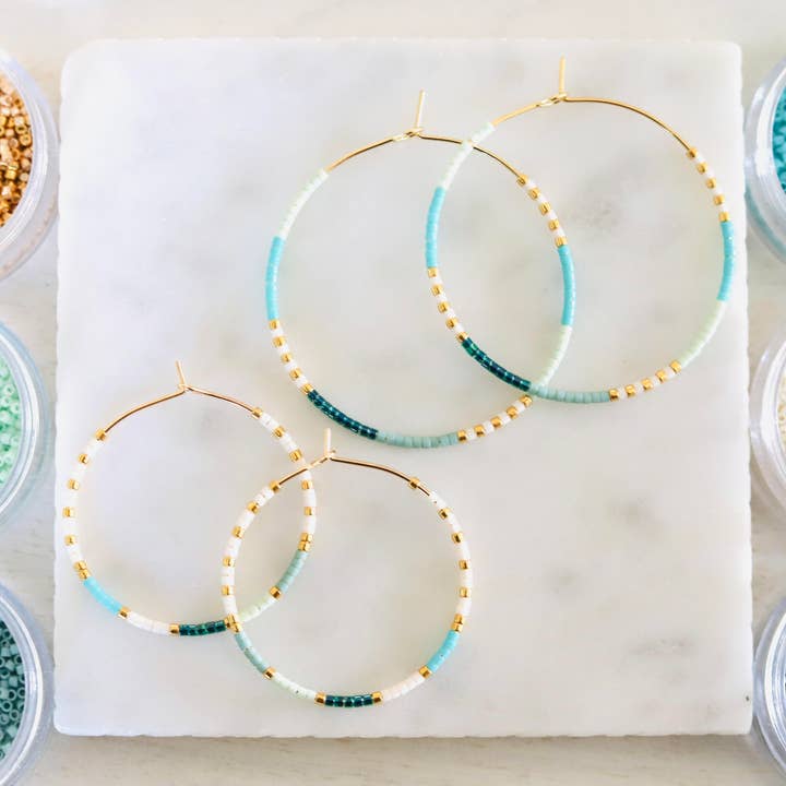 Girls Day Out by Amy Houston - Wholesale Hoop Earrings - Santorini miyuki glass beaded hoop earrings