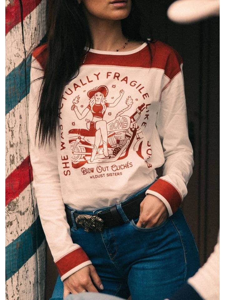 WILDUST - Wholesale Screen Printed T-Shirt - Women's - WESTERN TEE - FRAGILE LIKE A BOMB6