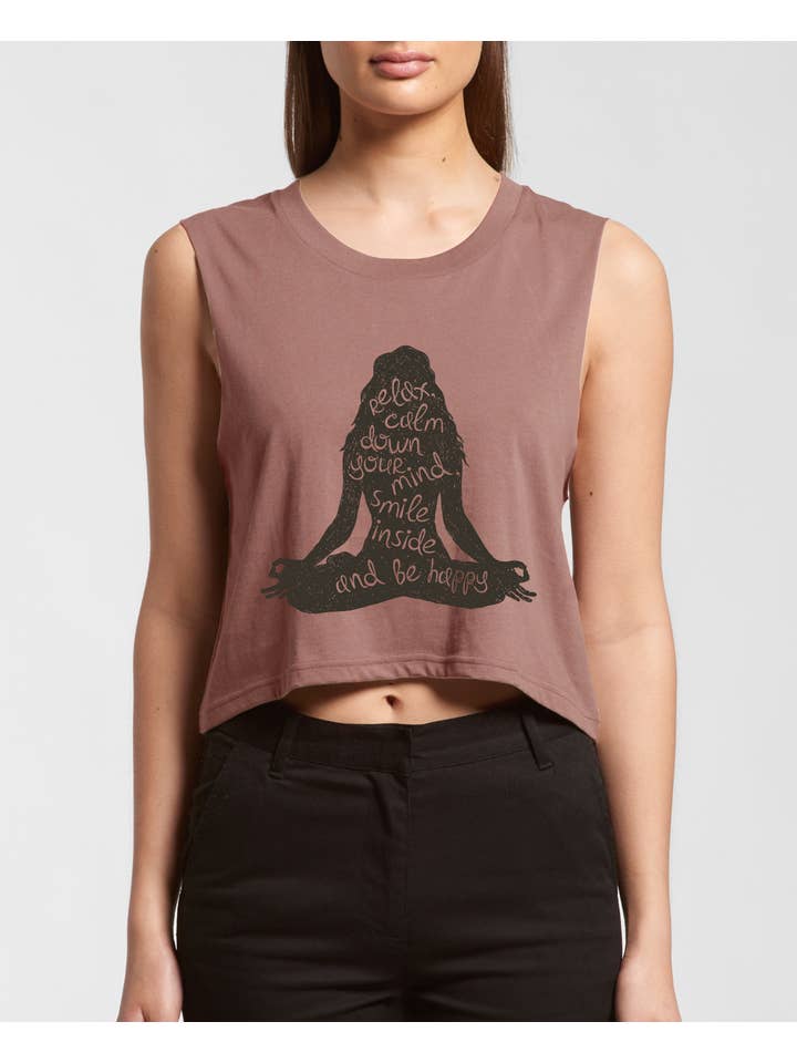 Pink Nabi - Wholesale Tank Top - Women's - Graphic crop tank top - Relax calm yoga