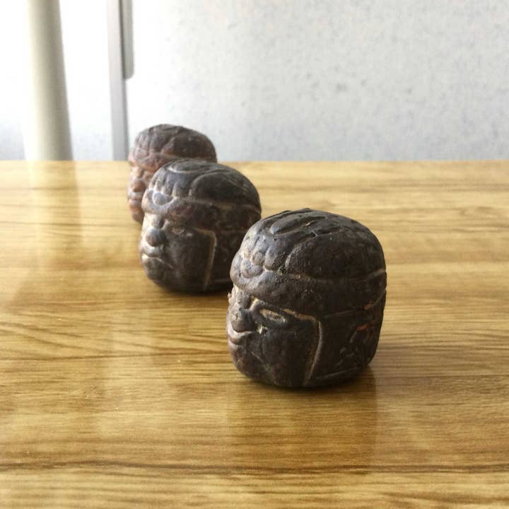 OllinMexica - Wholesale Decorative Figurine - Tête olmèque sculptée dans l'argile, figurine olmèque précolombienne préhispanique, collection de décoration mexicaine2