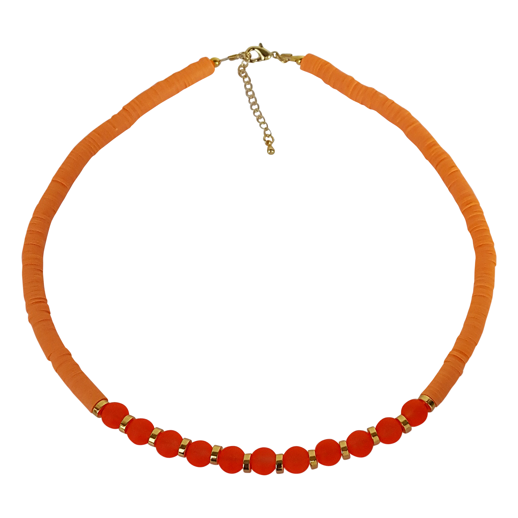 Snazzy and Co - Wholesale Beaded/Pearl Necklace - Beach Glass and Heishi Bead Necklace - Coral Trio1