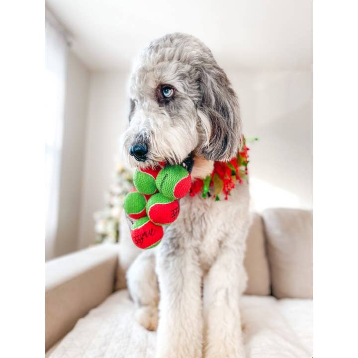 Midlee Designs - Wholesale Pet Squeaky Toy - Dog - Midlee Christmas 2.5" Dog Tennis Balls with Squeaker- 6pk