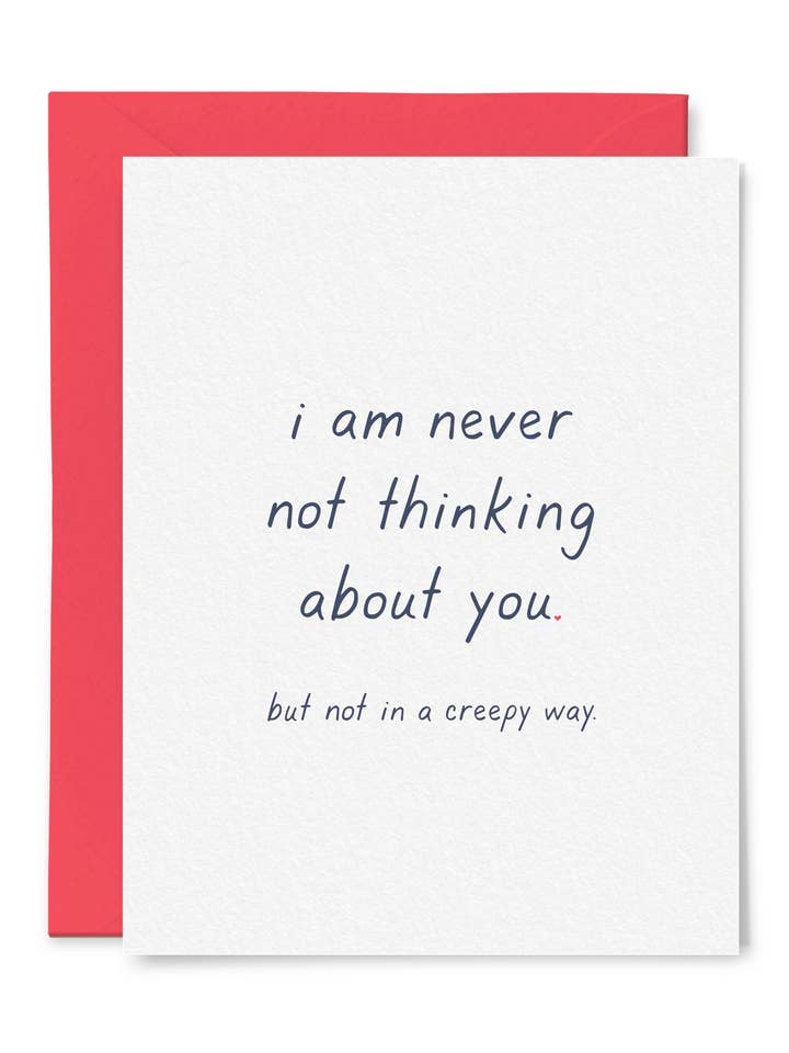 I Am Never Not Thinking About You Card for wholesale by Tiny Hooray