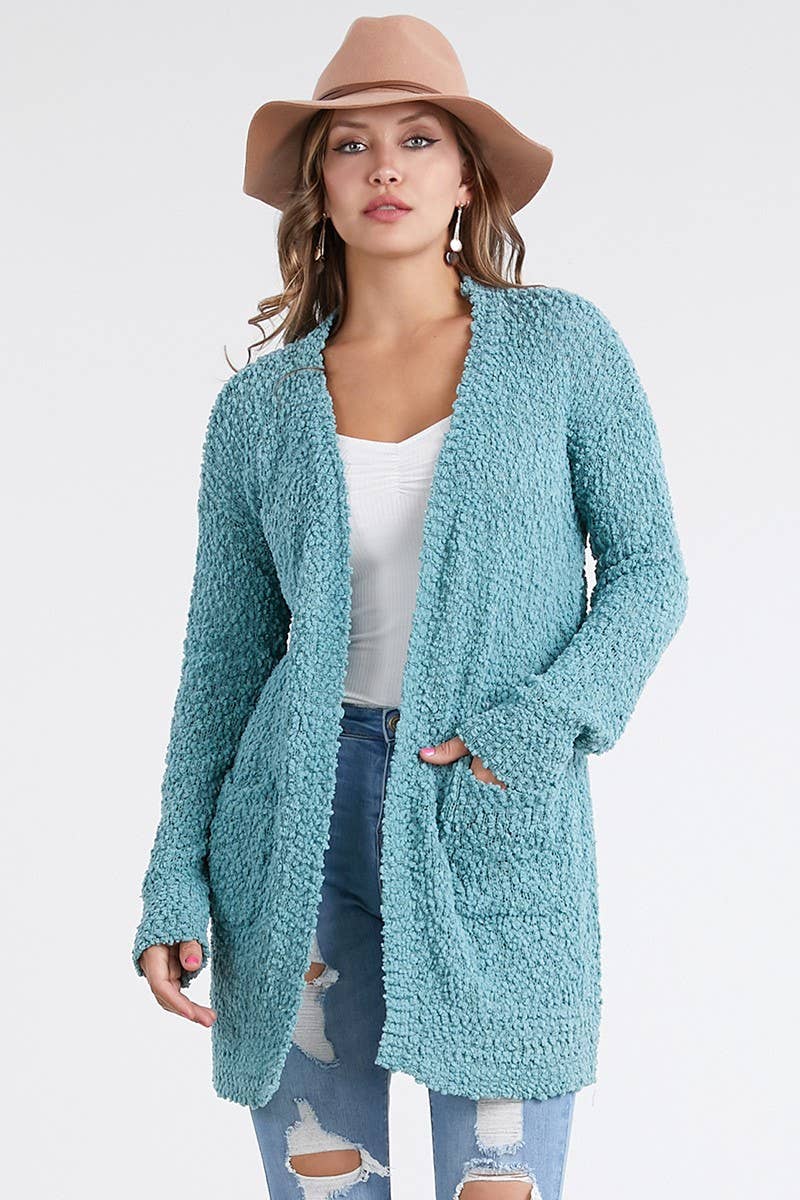 Oceanus Apparel - Wholesale Cardigan - Dames - OUG80160 Met Solid Popcorn versierde vesttrui1