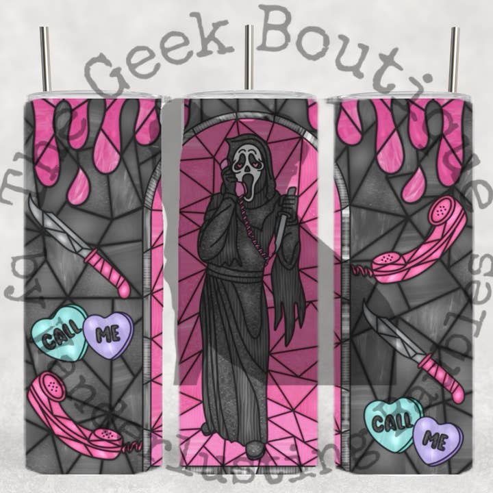 Pink Scream Call Me Movie Horror Halloween Spooky Tumbler for wholesale by The Geek Boutique