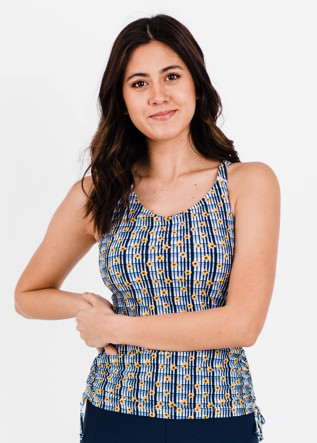 Calypsa – wholesale Bikiniöverdelar – Dam – Maya Tankini-bikinitopp med avtagbara kupor - Blommönster8