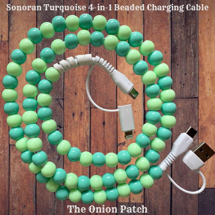 Sonoran Green 4-in-1 Beaded Charging Cable for wholesale by The Onion Patch