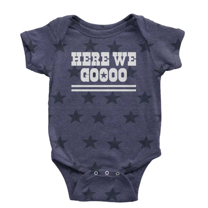 Here We Go Dem Boys Dallas Football Infant One-Piece Romper Bodysuit and Toddler T-shirt for wholesale by Expression Tees