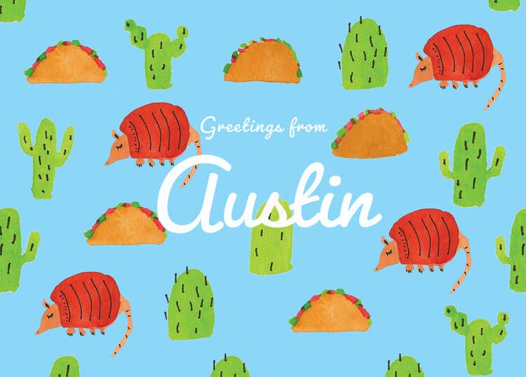 The Invisible Kitten - Wholesale Postcard - Austin Armadillo Postcard 1