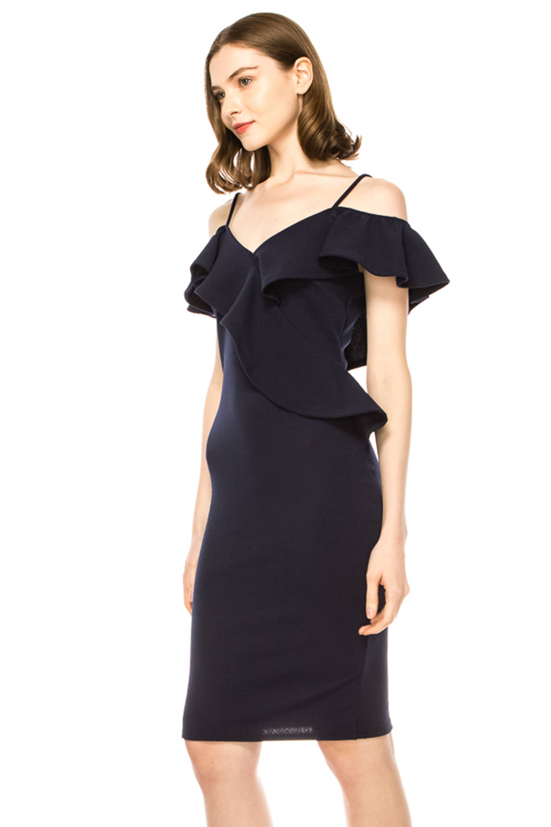 MOA COLLECTION - Wholesale Dress - Women's - Women's Off Shoulder Ruffle Accent Bodycon Dress9