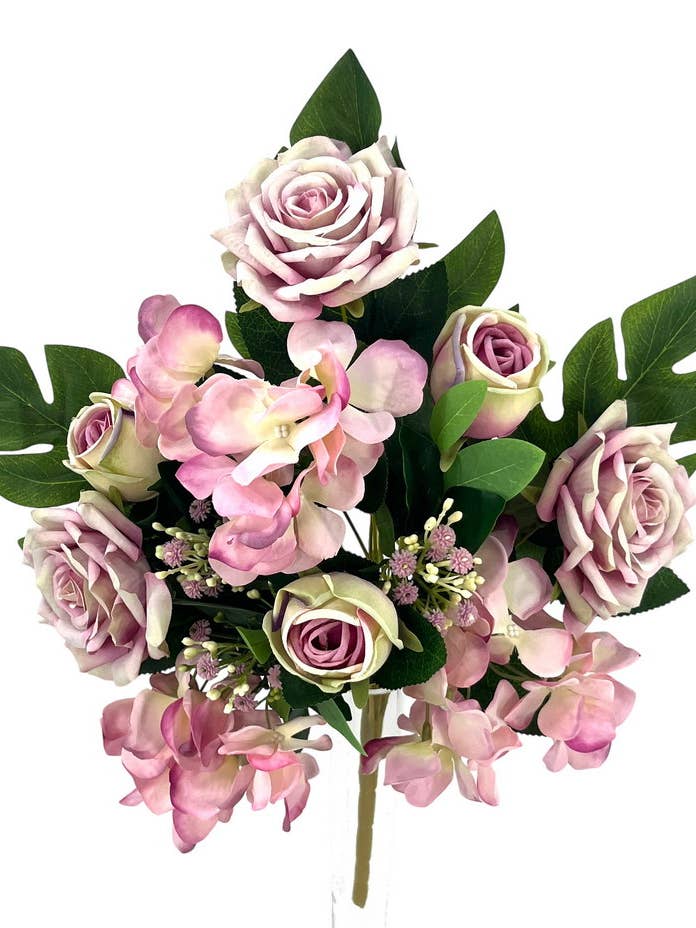 R.U/C. ROSES/HYDRANGEAS X12 PINK 49cm for wholesale by Aguilar Málaga
