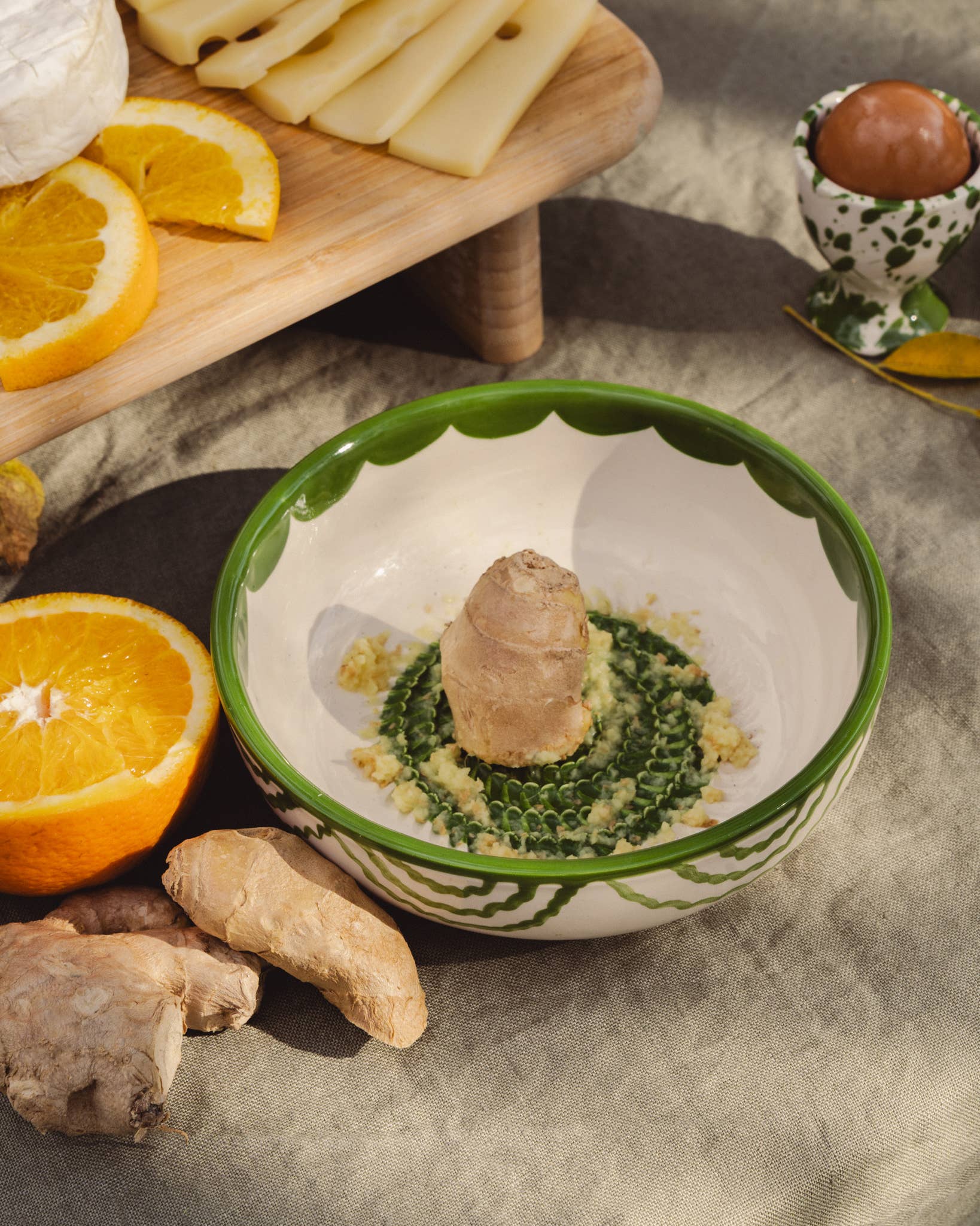 Alfar Tierra Cocida - Wholesale Grater - Vintage Pottery Grater Bowl – Green and White / ROOTS6