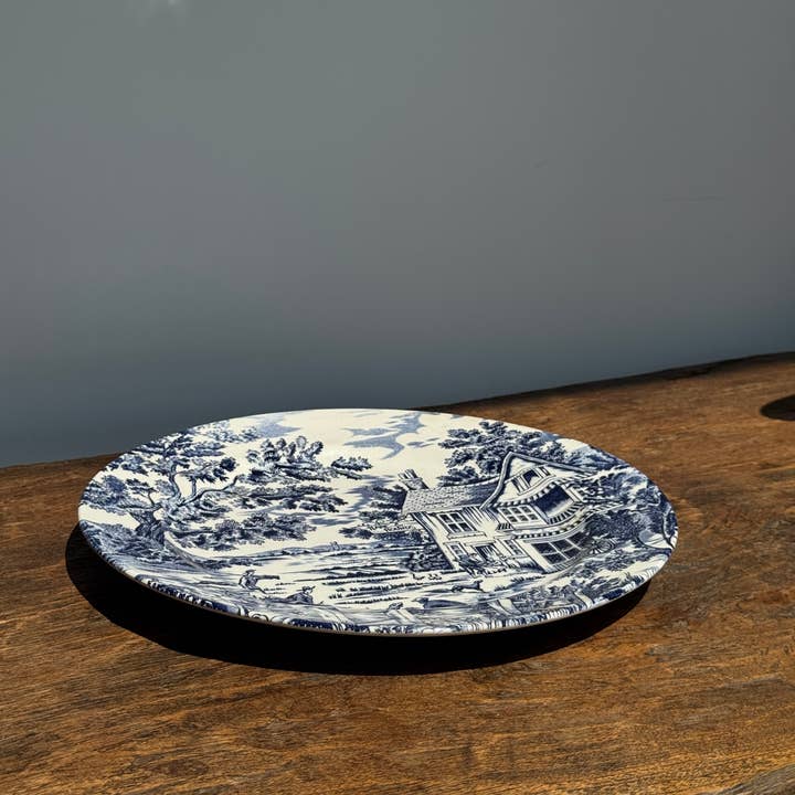 Office Objets - Wholesale Dinner plate - A large English flat plate with blue decoration7
