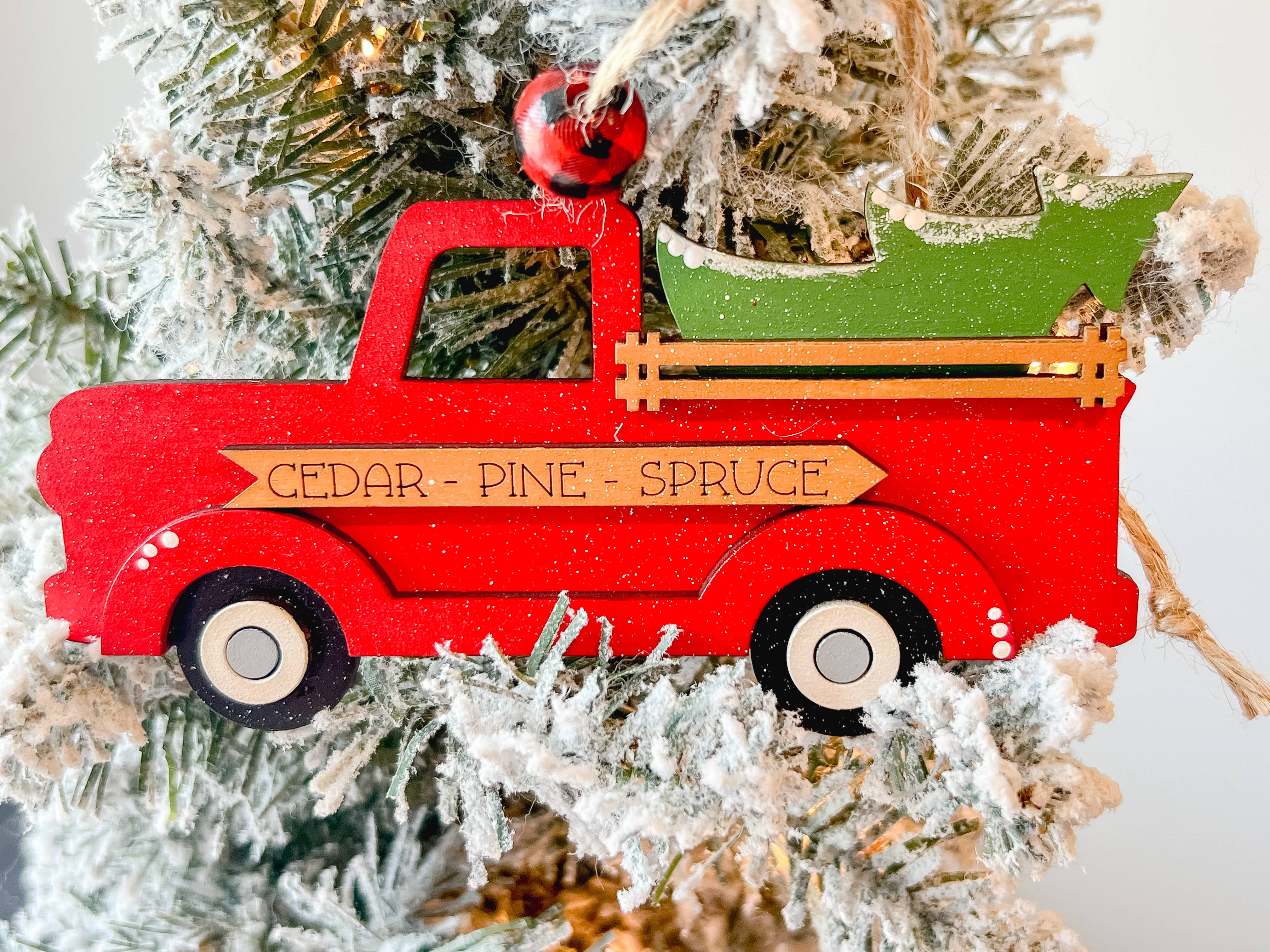 Hollow Grove Designs - Wholesale Ornament - Red Christmas Truck Ornament | Vintage Christmas Ornament0