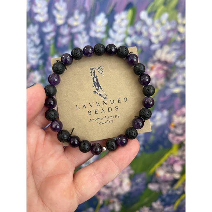 Lavender Beads - Wholesale Aromatherapy Bracelet - Aromatherapy Diffuser Bracelet Lava Stone and Amethyst8