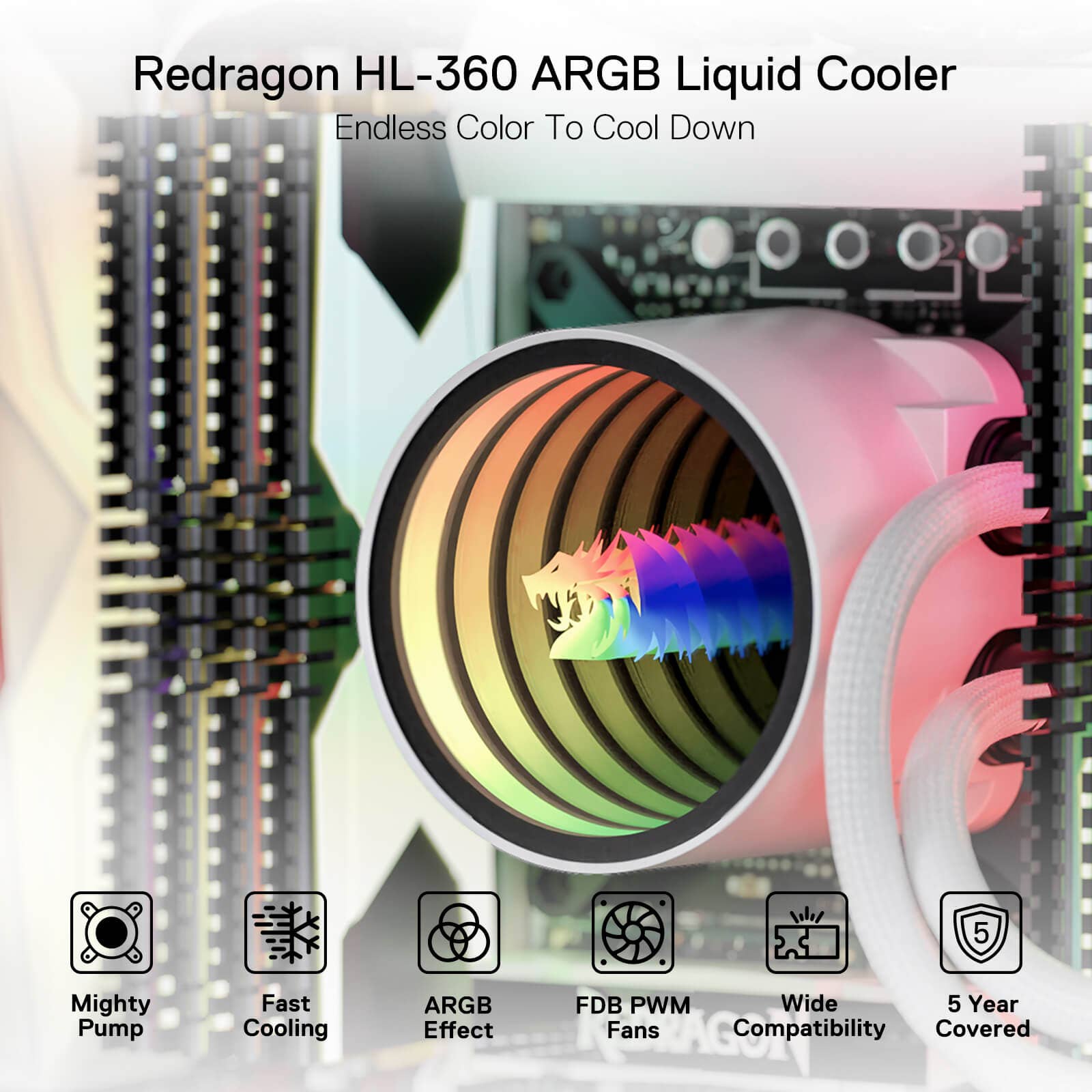 Redragon - Vente Haut-parleurs - Refroidisseur liquide CPU AIO ARGB tout-en-un6
