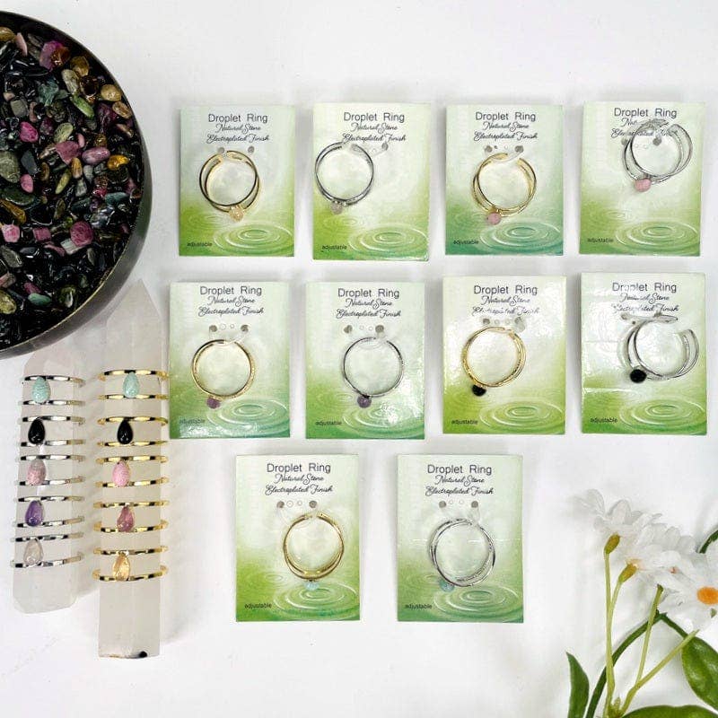 Rock Paradise - Wholesale Single Stone/Solitaire Ring - Crystal Droplet Gemstone Rings3