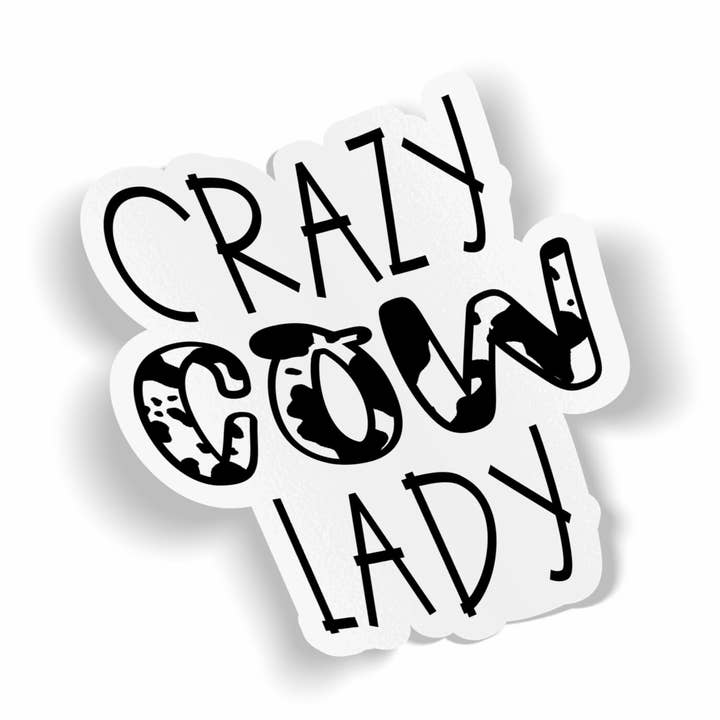 Autocollant Crazy Cow Lady pour la vente par JE Creates